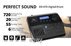 10 Pad Electronic Drum Kit Wooden Set USB MIDI Module 720 Percussion Sounds