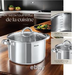 15-Piece Kitchen Cookware Set in Stainless Steel Suitable for Induction