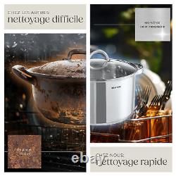 15-Piece Kitchen Cookware Set in Stainless Steel Suitable for Induction