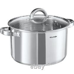 15-Piece Kitchen Cookware Set in Stainless Steel Suitable for Induction