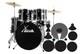 20'' Black Acoustic Drum Kit With Hardware, Stool, And Wooden Cymbals