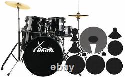 20' Complete Acoustic Drum Kit with Stool, Mute, and Black Cymbals