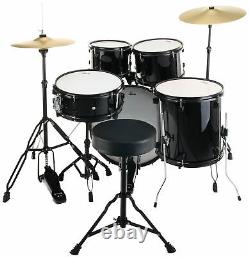 20' Complete Acoustic Drum Kit with Stool, Mute, and Black Cymbals