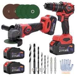 21V Cordless Drill + Angle Grinder Pack, Comes with 2 x 4.0Ah Batteries, Dis...