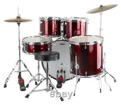 22'' Acoustic Drum Battery Kit Complete with Cymbals, Stool, Sticks Red