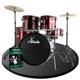 22'' Acoustic Drum Kit Fusion Complete Set Stool Cymbals Red Set
