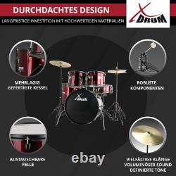 22'' Acoustic Drum Kit Fusion Complete Set Stool Cymbals Red Set