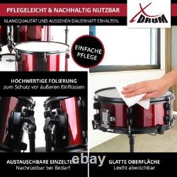 22'' Acoustic Drum Kit Fusion Complete Set Stool Cymbals Red Set