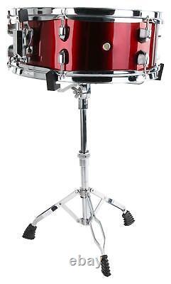 22' Complete Acoustic Drum Set with Cymbals, Stool, Sticks, and Red Finish