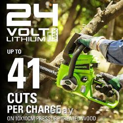24V Battery Chainsaw 25cm GreenWorks G24CS25 with 2Ah Battery & Charger