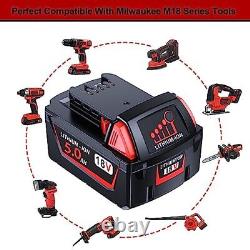 2Pcs 18V 5.0Ah Replacement Battery for Milwaukee M18 48-11-1850 48-11-1852