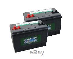 2x Hankook 100ah Battery Discharge Slow Marine Boat Soluble 12v