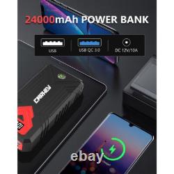 3000A 12V 24000mAh Portable Car Jump Starter for Gas and Diesel