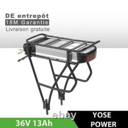 36V 13Ah E-Bike Battery for Electric Bicycle, Rack for 26-28 V Brake