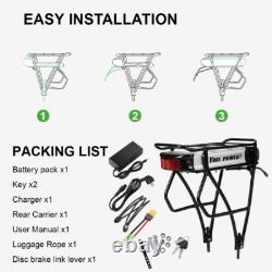 36V 13Ah E-Bike Battery for Electric Bicycle, Rack for 26-28 V Brake