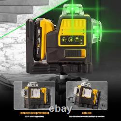 3D Laser Level 12 Lines 360° Green Self-Leveling with 12V Battery Included New Professional