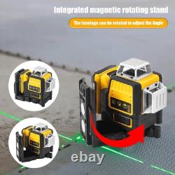 3D Laser Level 12 Lines 360° Green Self-Leveling with 12V Battery Included New Professional