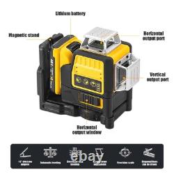3D Laser Level 12 Lines 360° Green Self-Leveling with 12V Battery Included New Professional