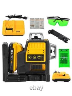 3D Laser Level 12 Lines 360° Green Self-Leveling with 12V Battery Included New Professional