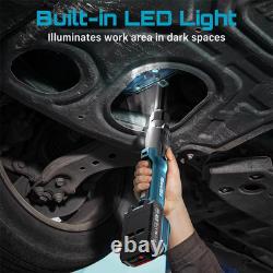 3/8' 80Nm Cordless Electric Ratchet Wrench with LED, 2 x 21V Batteries + Sockets + Bag