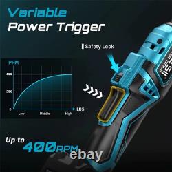 3/8' 80Nm Cordless Electric Ratchet Wrench with LED, 2 x 21V Batteries + Sockets + Bag 3/8' 80Nm Cordless Electric Ratchet Wrench with LED, 2 x 21V Batteries + Sockets + Bag