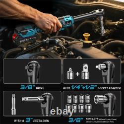 3/8' 80Nm Cordless Electric Ratchet Wrench with LED, 2 x 21V Batteries + Sockets + Bag
