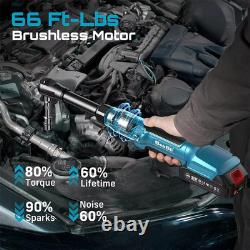 3/8' 80Nm Cordless Electric Ratchet Wrench with LED, 2 x 21V Batteries + Sockets + Bag