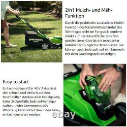 40V Lawn Mower Battery 41cm GreenWorks With 2x2Ah & Fast Charger