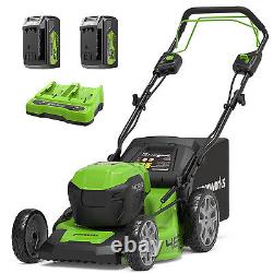 48V Battery 46cm Self-Propelled Lawn Mower GreenWorks with 2x4Ah & Charger