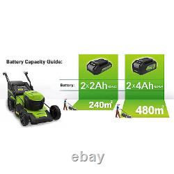 48V Battery 46cm Self-Propelled Lawn Mower GreenWorks with 2x4Ah & Charger