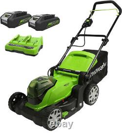 48V Battery Lawn Mower 41cm GreenWorks G24X2LM41K2x With 2x2Ah & Charger