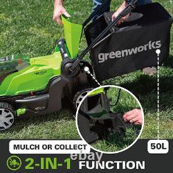 48V Battery Lawn Mower 41cm GreenWorks G24X2LM41K2x With 2x2Ah & Charger