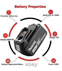 4 x Makita BL1860 18V 6Ah Battery, New, BL1850/BL1860 Lithium Replacement