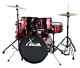 Acoustic 20'' Studio Complete Drum Kit With Stool, Cymbals, And Red Set