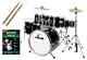 Acoustic Drum Kit 16'' For Child Junior Set Pedal Stool Drumsticks Black