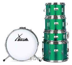Acoustic Drum Kit for Children Junior Set Drumsticks Stool HiHat Green