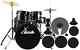 Acoustic Drum Set 20'' Complete Ensemble Stool Mute Cymbals Black