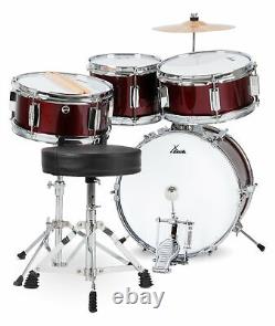 Acoustic Drum Set for Kids 14'' with Drumsticks Complete Stool