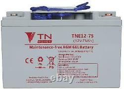 Agm Tne12-75 Tn Power Slow-load Battery For Electric Bicycles, Scooters