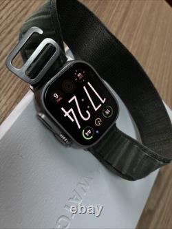 Apple Watch Ultra 49mm Titanium Battery 88% Green Strap Box Included