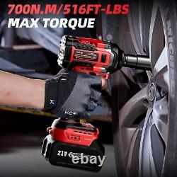 Avhrit Cordless Brushless Impact Wrench with Two 4.0Ah Batteries 700Nm Torque