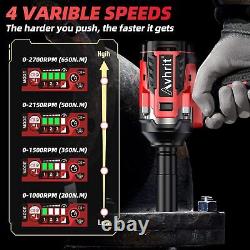 Avhrit Cordless Brushless Impact Wrench with Two 4.0Ah Batteries 700Nm Torque