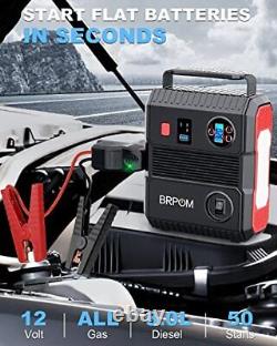 BRPOM Booster Battery 3000A 24000mAh 150PSI Car Tire Inflator 12V Start
