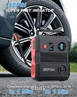 BRPOM Booster Battery 3000A 24000mAh 150PSI Car Tire Inflator 12V Start