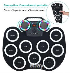 Batteries Portable Electronic Drum 9 Led Pads Pedales Bluetooth