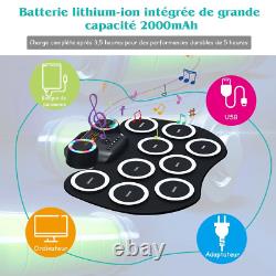 Batteries Portable Electronic Drum 9 Led Pads Pedales Bluetooth