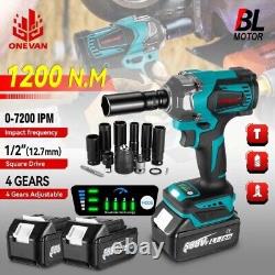 Brushless Cordless Impact Wrench with 2x Batteries & 1200Nm Impact Wrench