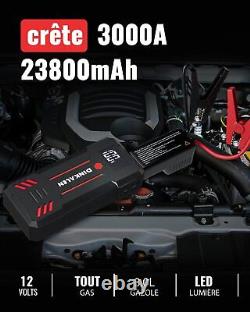 Car Battery Booster 23800mAh 3000A Portable Jump Starter Motorcycle Petrol 8.0L