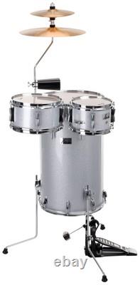 Cocktail Percussion Club Drum Kit with Standing, Lying Cymbal Pedal in Silver
