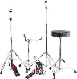 Complete Acoustic Drum Kit 20'' Black Set with Cymbals Stool Hardware Pedal